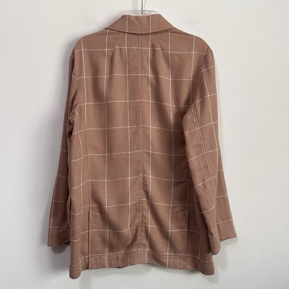 Madewell Breezewoven Larsen Blazer S Windowpane Linen Sandstone Tan 2 Button - Picture 9 of 11